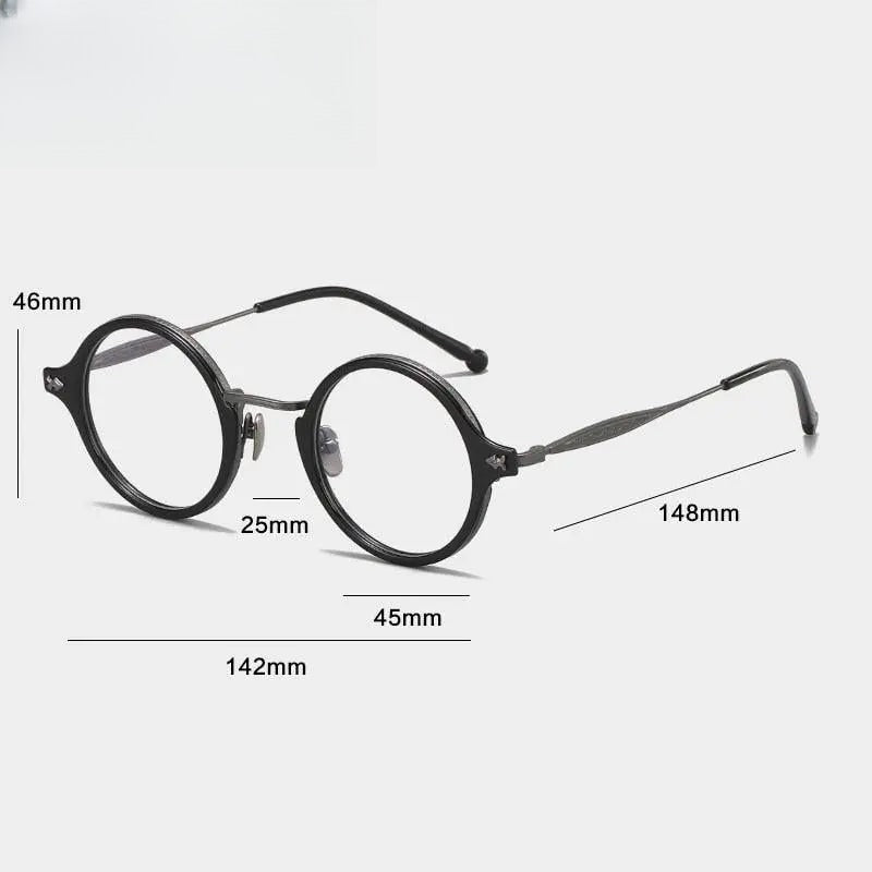 Unisex Round Full Rim Titanium Prescription Glasses Gxyj1060 — view 7 | Rx Spectacle