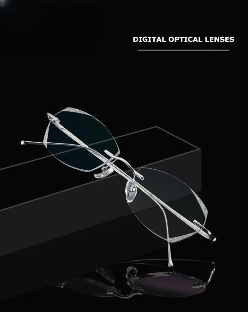 Unisex Rimless Titanium Prescription Glasses 3306 — view 9 | Rx Spectacle