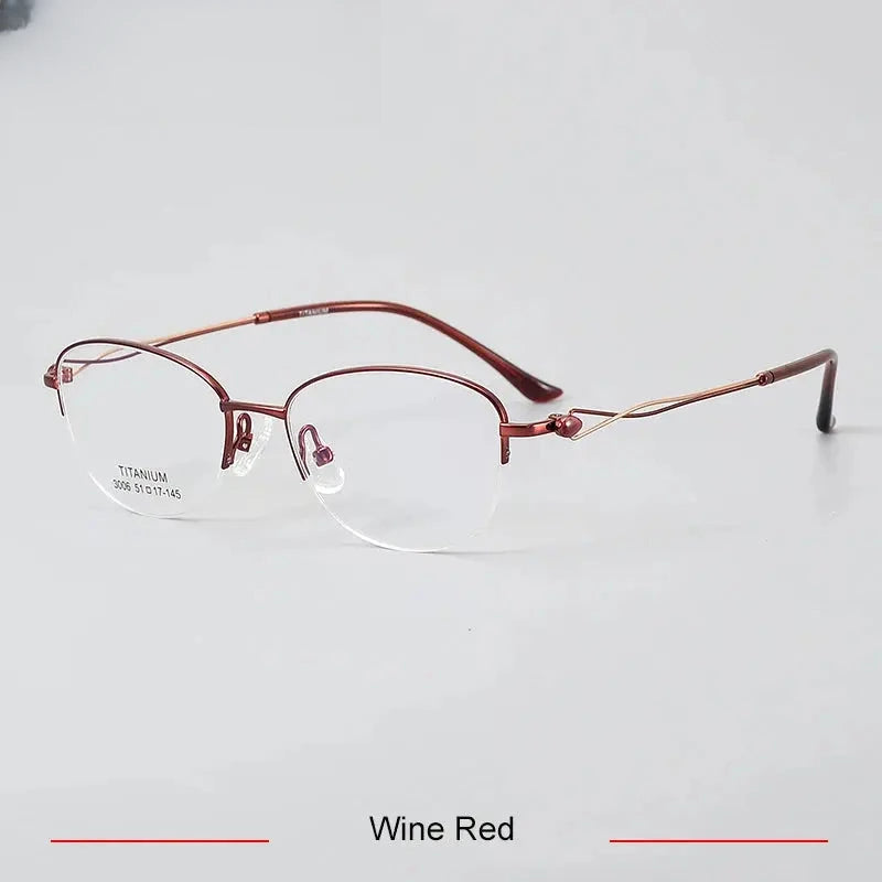 Women's Oval Semi-Rimless Titanium Prescription Glasses 33006 — view 4 | Rx Spectacle