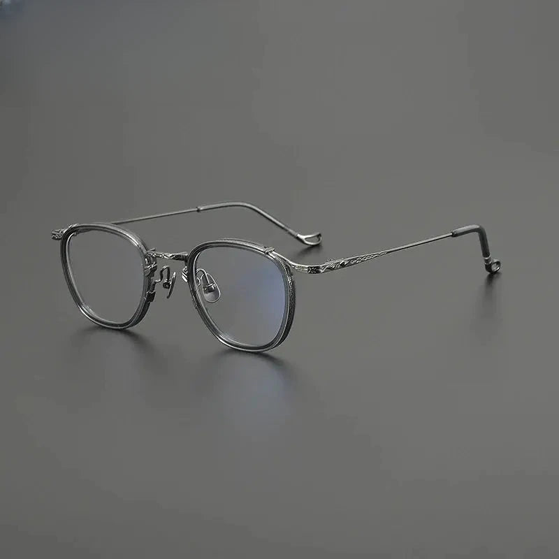 Unisex Square Full Rim Titanium Oversized Prescription Glasses G9016 — view 6 | Rx Spectacle