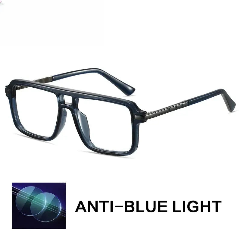 Unisex Square Full Rim Titanium Double Bridge Reading Glasses G84004 — view 5 | Rx Spectacle