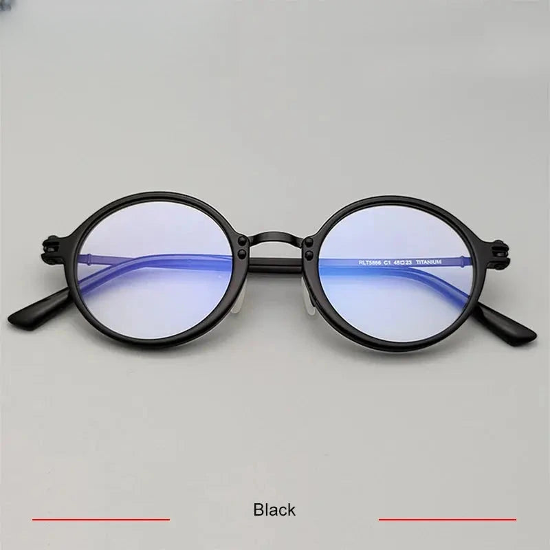 Unisex Round Full Rim Titanium Prescription Glasses 45866 — view 6 | Rx Spectacle