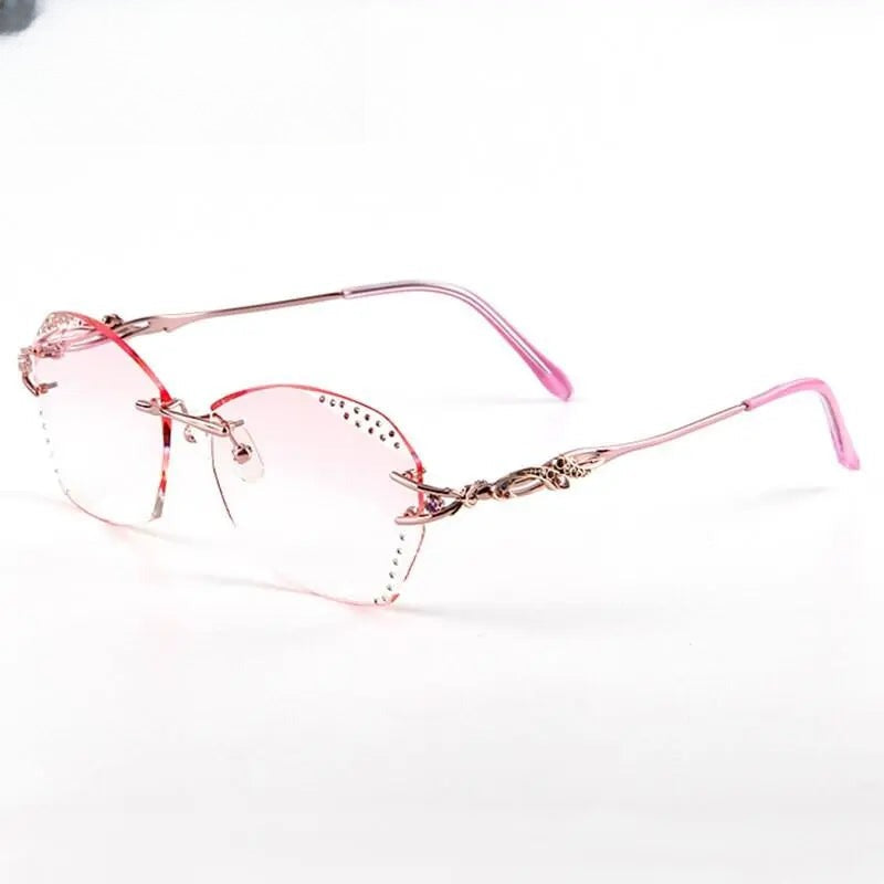 Women's Round Rimless Titanium Prescription Glasses 8036c — view 5 | Rx Spectacle