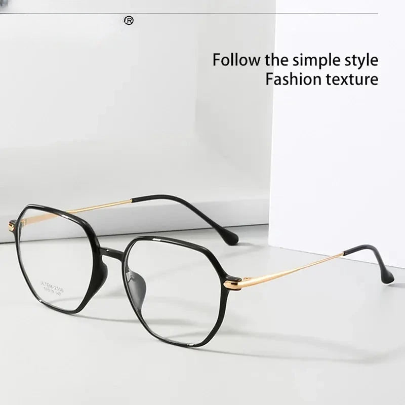 Women's Polygon Full Rim Stainless Steel Flat Top Reading Glasses 4250 — view 3 | Rx Spectacle