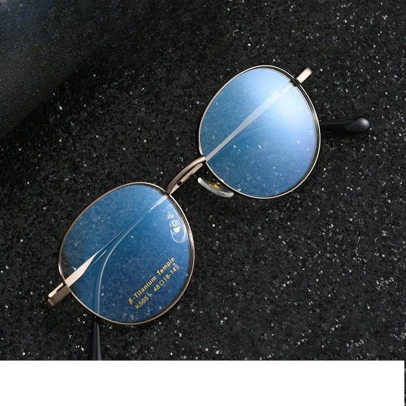 Women's Round Full Rim Titanium Prescription Glasses 505122 — view 1 | Rx Spectacle