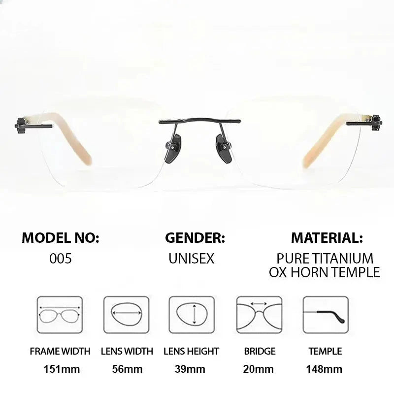 Men's Polygon Rimless Titanium Oversized Prescription Glasses 401005 — view 2 | Rx Spectacle