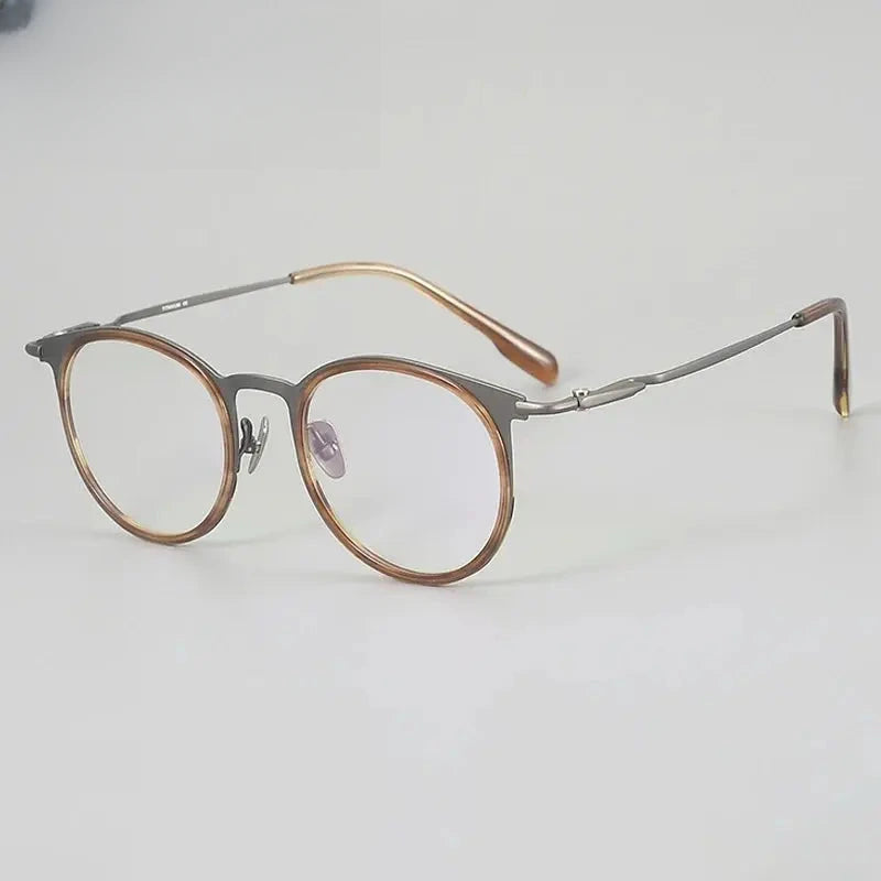 Men's Round Full Rim Titanium Oversized Prescription Glasses 660056 — view 4 | Rx Spectacle
