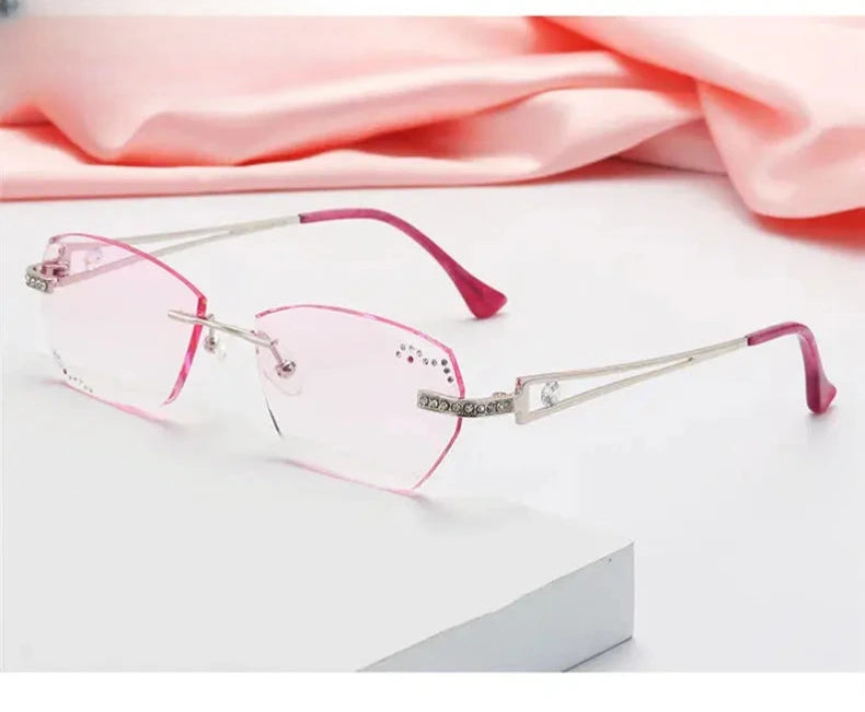 Women's Oval Rimless Titanium Prescription Glasses 3010 — view 6 | Rx Spectacle