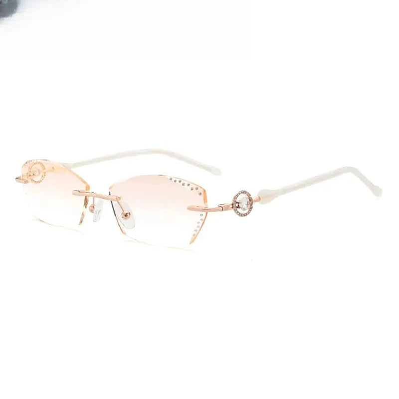 Women's Oval Rimless Titanium Prescription Glasses 90375 — view 4 | Rx Spectacle