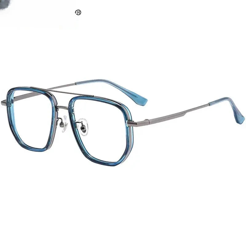 Unisex Square Full Rim Titanium Double Bridge Reading Glasses 2174 — view 1 | Rx Spectacle
