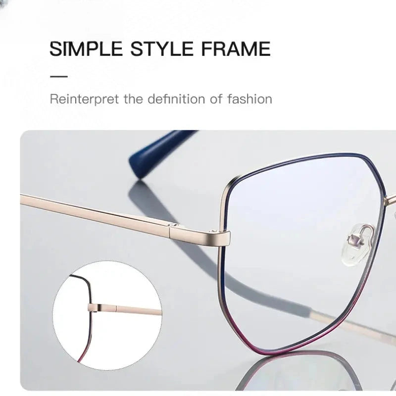 Women's Polygon Full Rim Stainless Steel Reading Glasses 3093 — view 4 | Rx Spectacle