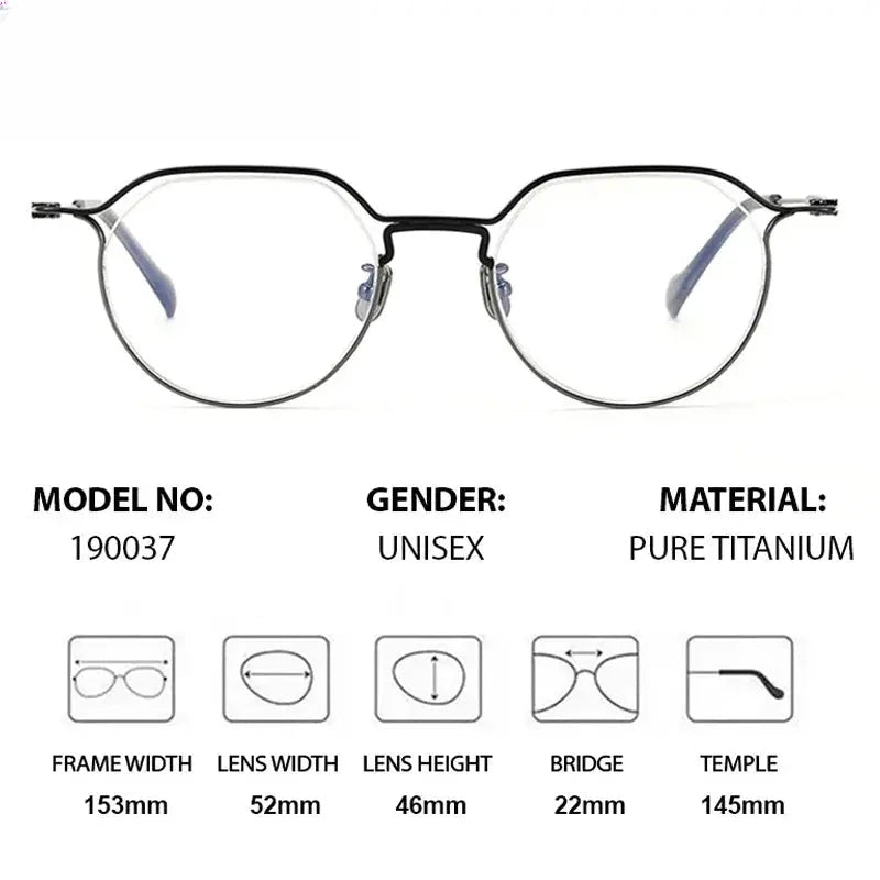 Women's Oval Full Rim Titanium Flat Top Prescription Glasses 190037 — view 2 | Rx Spectacle