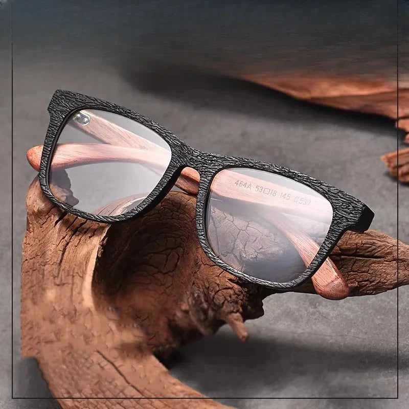 Men's Square Full Rim Wood Prescription Glasses 464000 — view 1 | Rx Spectacle