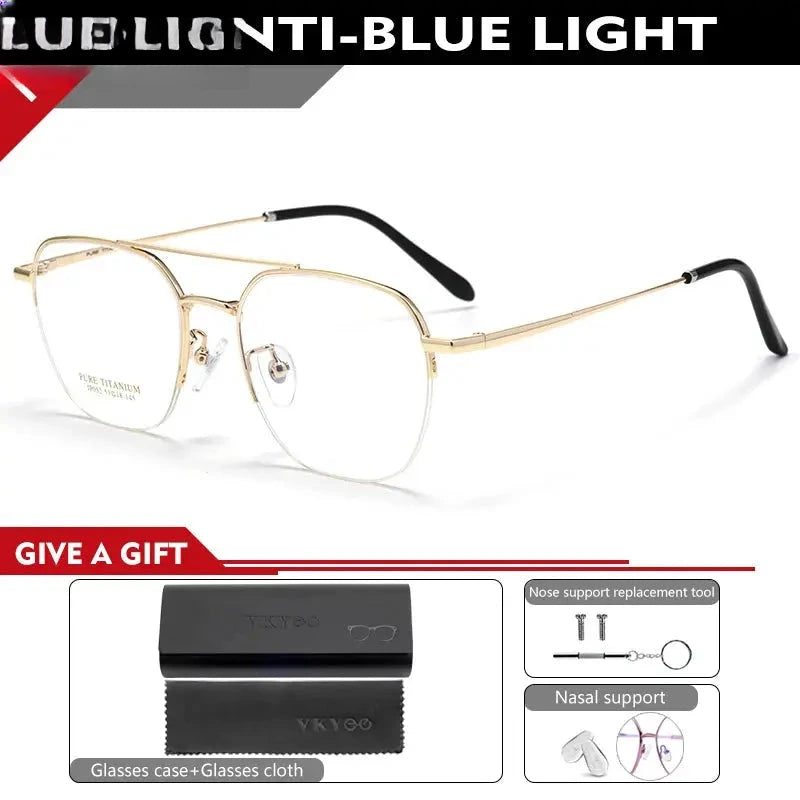 Unisex Square Full Rim Titanium Double Bridge Reading Glasses 517052 — view 3 | Rx Spectacle