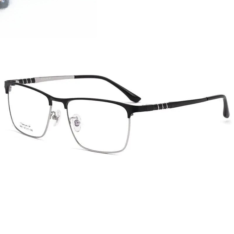 Men's Square Full Rim Titanium Prescription Glasses 8801 — view 4 | Rx Spectacle
