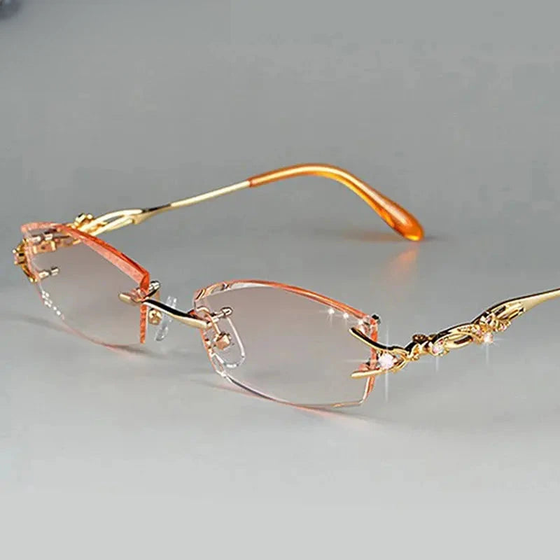 Women's Rectangular Rimless Titanium Prescription Glasses 408036 — view 1 | Rx Spectacle