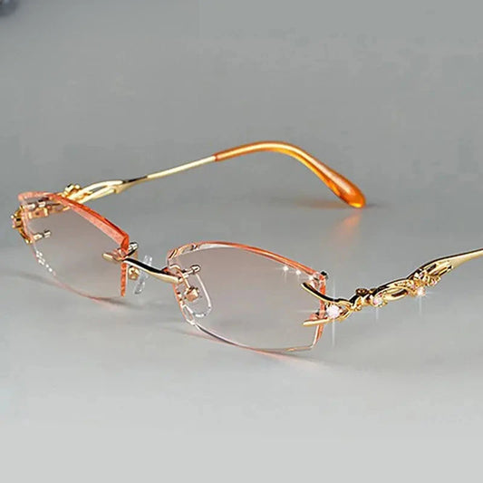 Women's Rectangular Rimless Titanium Prescription Glasses 408036 — view 1 | Rx Spectacle