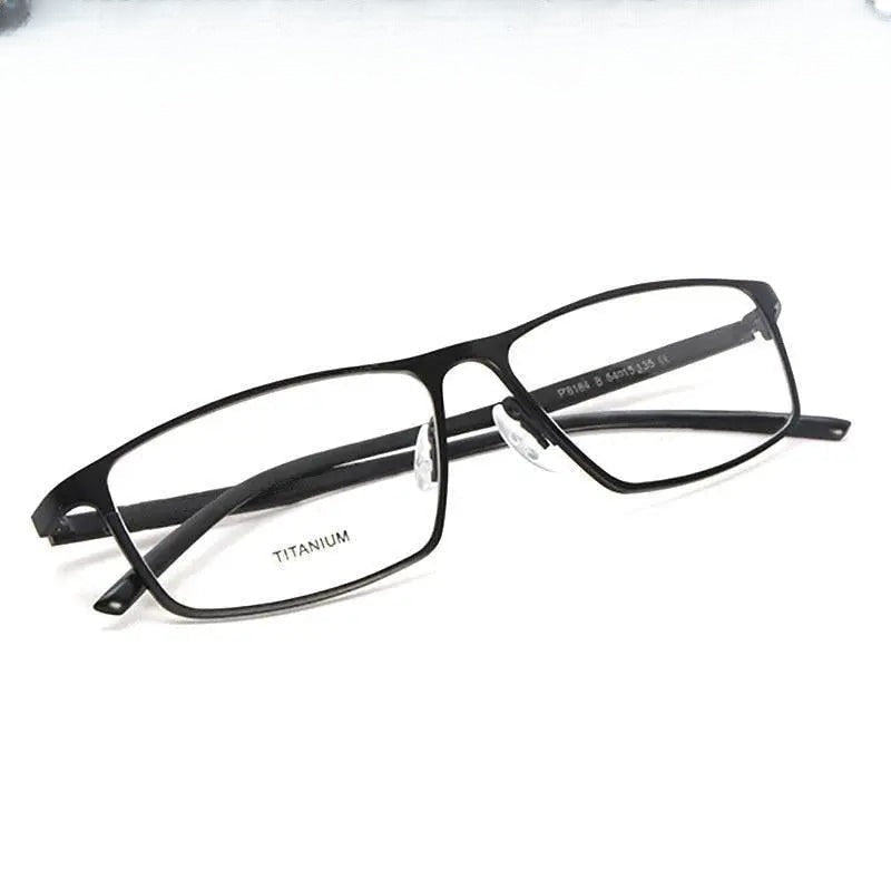 Men's Square Full Rim Titanium Prescription Glasses P8184 — view 1 | Rx Spectacle