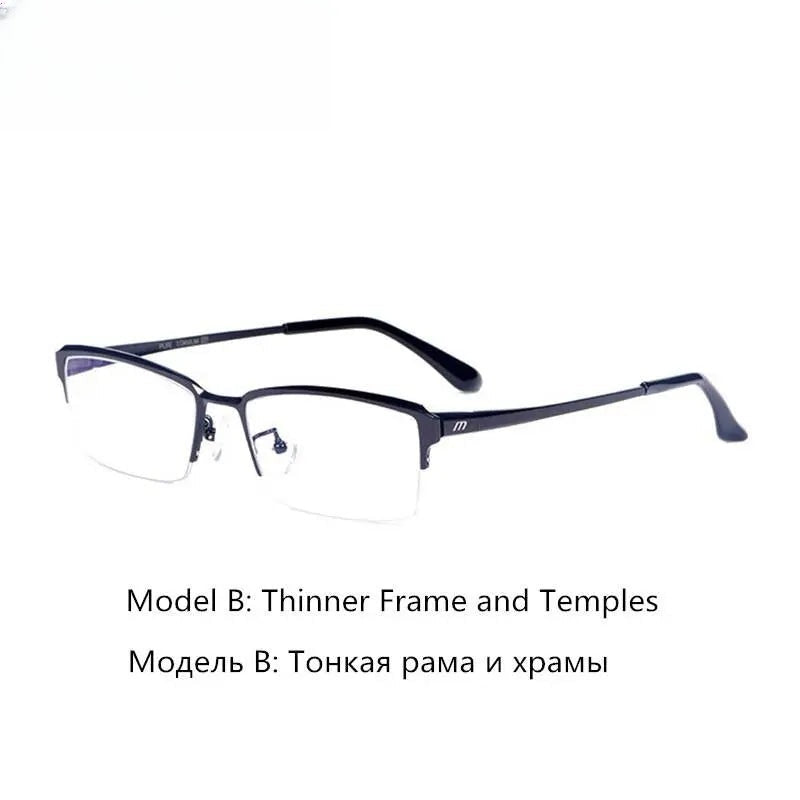 Men's Square Semi-Rimless Titanium Prescription Glasses 119 — view 10 | Rx Spectacle