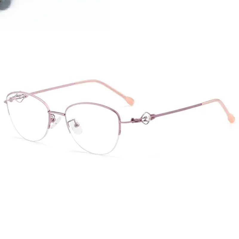 Women's Cat Eye Semi-Rimless Stainless Steel Prescription Glasses 8025 — view 2 | Rx Spectacle