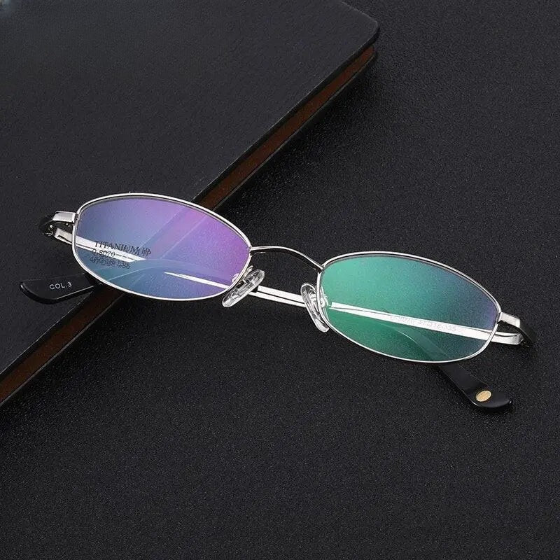 Unisex Oval Full Rim Titanium Prescription Glasses 8070 — view 10 | Rx Spectacle