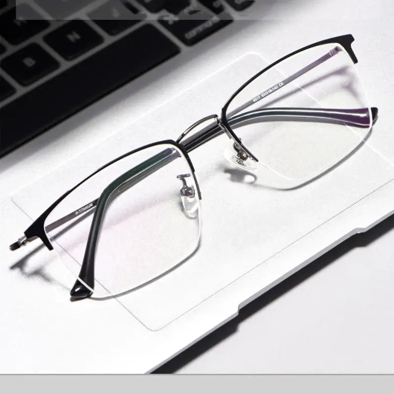 Women's Square Semi-Rimless Titanium Prescription Glasses 80174 — view 1 | Rx Spectacle