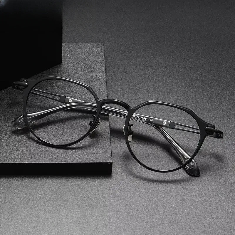 Unisex Oval Full Rim Titanium Flat Top Prescription Glasses 369141 — view 1 | Rx Spectacle