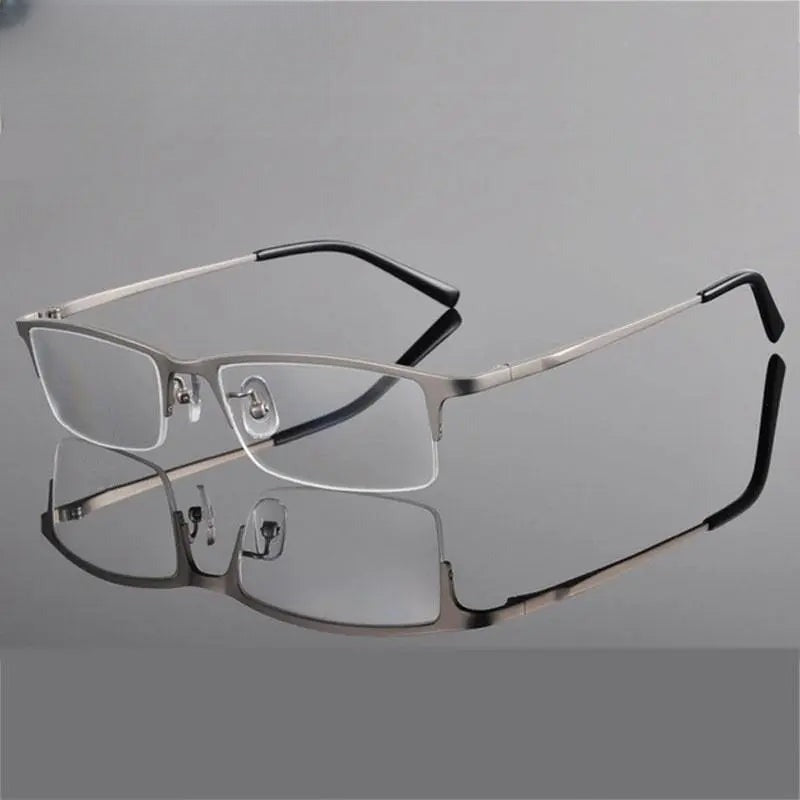 Men's Rectangular Semi-Rimless Titanium Prescription Glasses T8906s — view 1 | Rx Spectacle