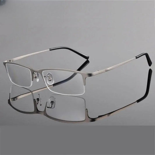 Men's Rectangular Semi-Rimless Titanium Prescription Glasses T8906s — view 1 | Rx Spectacle