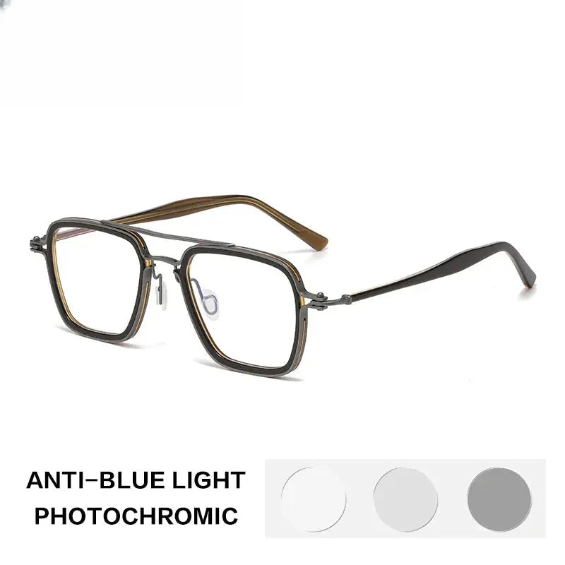 Unisex Square Full Rim Titanium Reading Glasses 58753 — view 5 | Rx Spectacle