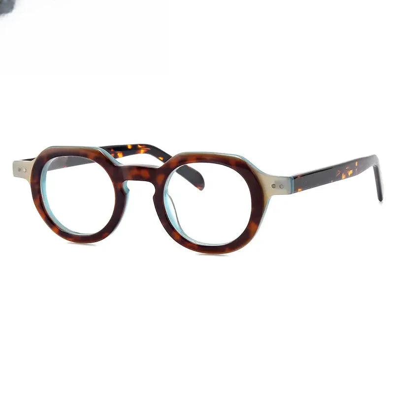 Unisex Round Full Rim Acetate Flat Top Prescription Glasses G56071 — view 3 | Rx Spectacle