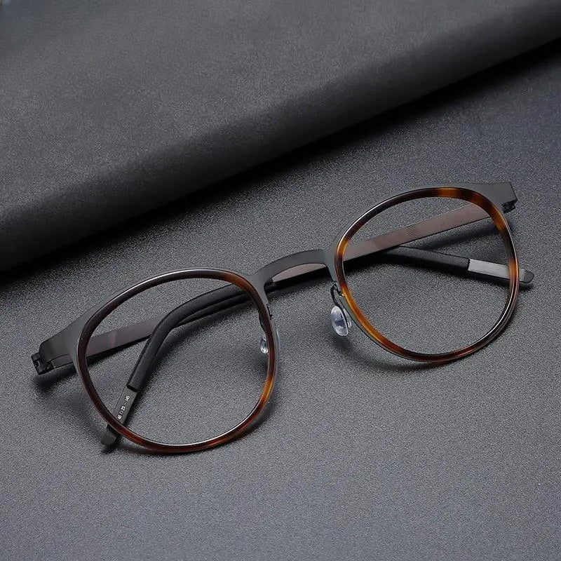 Men's Round Full Rim Titanium Prescription Glasses 9704 — view 1 | Rx Spectacle