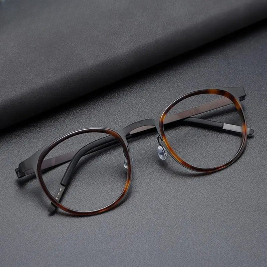 Men's Round Full Rim Titanium Prescription Glasses 9704 — view 1 | Rx Spectacle