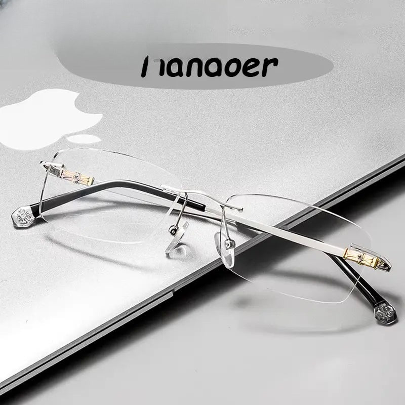 Women's Oval Rimless Alloy Prescription Glasses 98607 — view 1 | Rx Spectacle