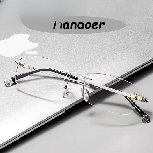Women's Oval Rimless Alloy Prescription Glasses 98607 — view 1 | Rx Spectacle