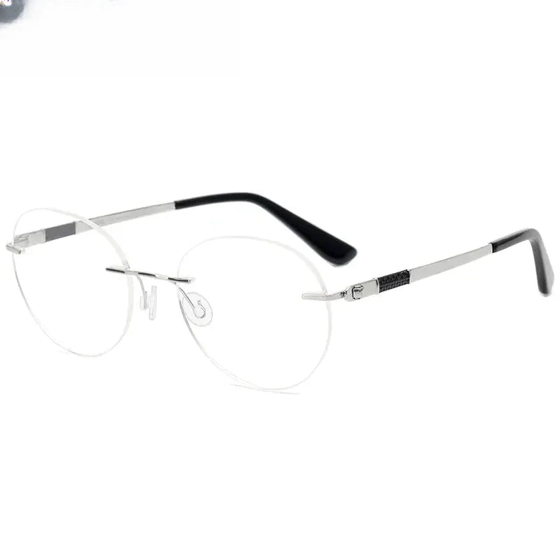 Women's Round Rimless Titanium Flat Top Prescription Glasses 385012 — view 1 | Rx Spectacle