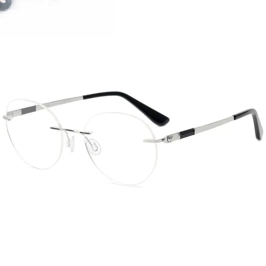 Women's Round Rimless Titanium Flat Top Prescription Glasses 385012 — view 1 | Rx Spectacle