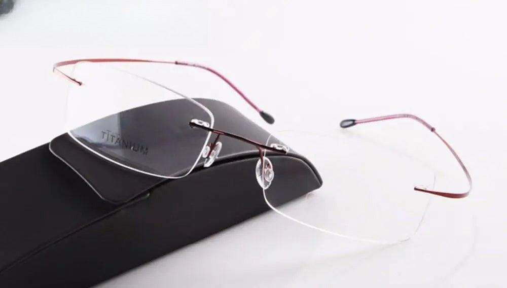 Unisex Oval Rimless Titanium Prescription Glasses F637 — view 7 | Rx Spectacle