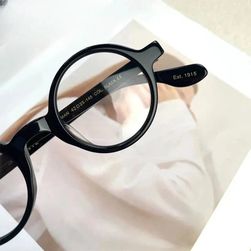 Unisex Round Full Rim Acetate Prescription Glasses 4225e — view 3 | Rx Spectacle