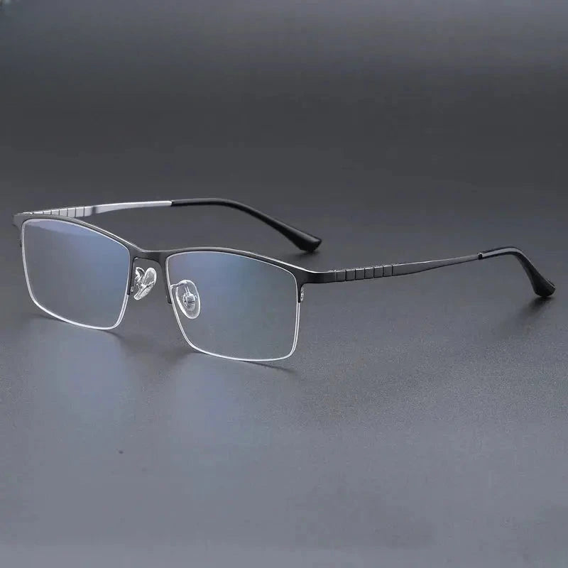 Men's Square Semi-Rimless Titanium Prescription Glasses 745002 — view 4 | Rx Spectacle