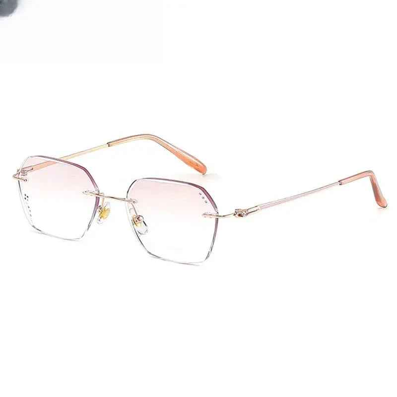 Women's Polygon Rimless Titanium Prescription Glasses 416005 — view 3 | Rx Spectacle