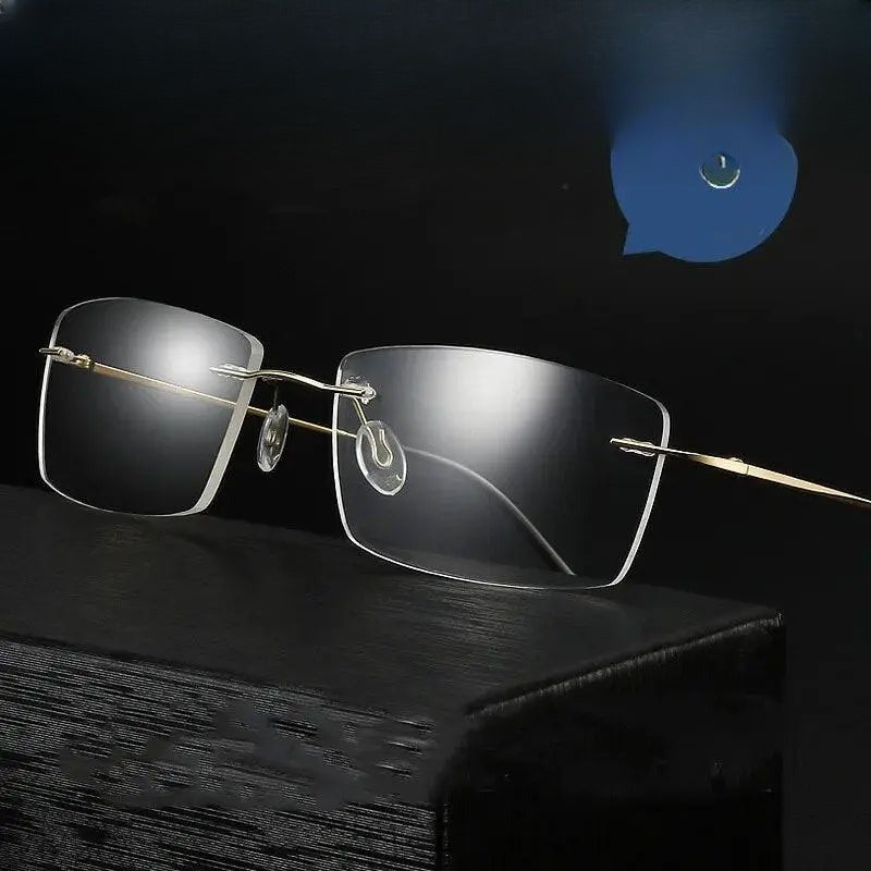 Unisex Square Rimless Titanium Prescription Glasses S8161 — view 1 | Rx Spectacle