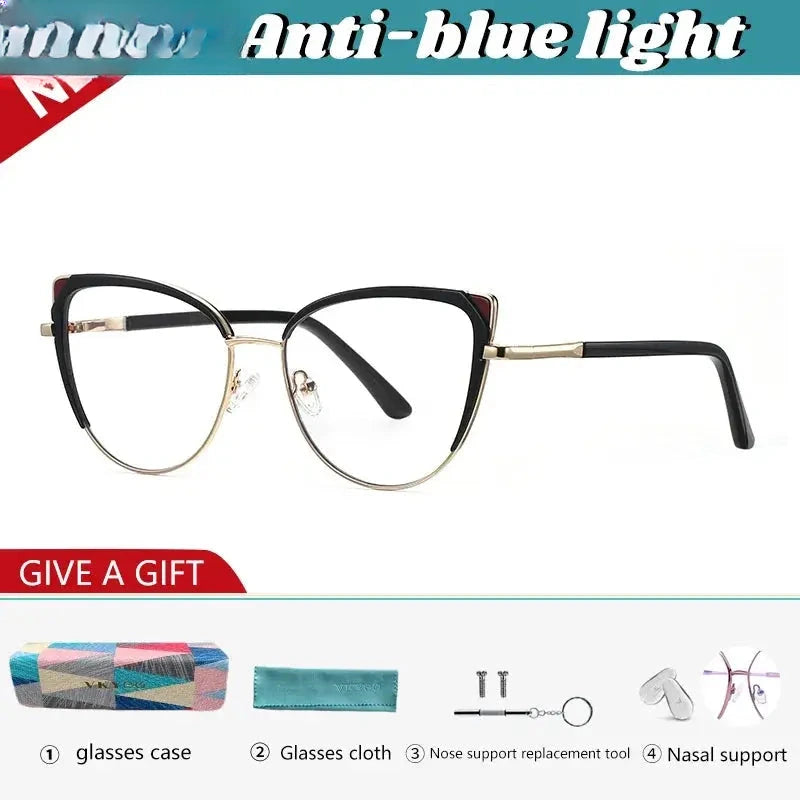 Women's Cat Eye Full Rim Alloy Reading Glasses 43124 — view 12 | Rx Spectacle