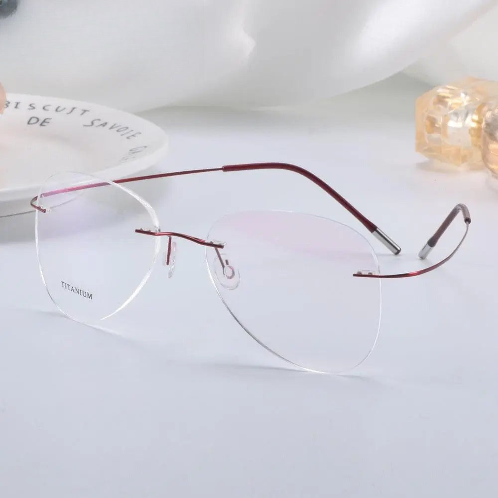 Unisex Irregular Rimless Titanium Prescription Glasses 20002 — view 12 | Rx Spectacle