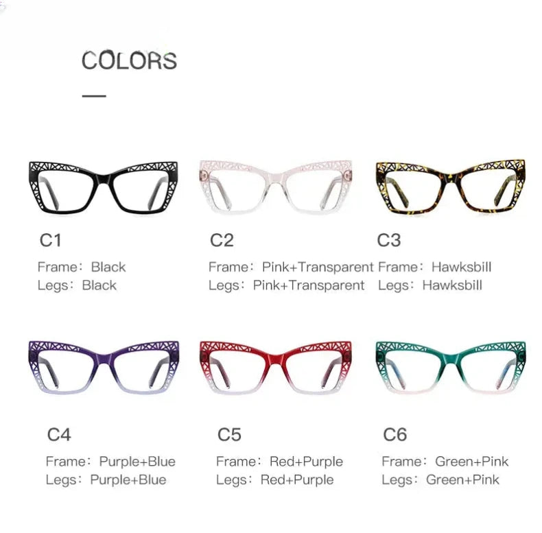 Women's Cat Eye Full Rim Plastic Reading Glasses Pfd2184 — view 15 | Rx Spectacle