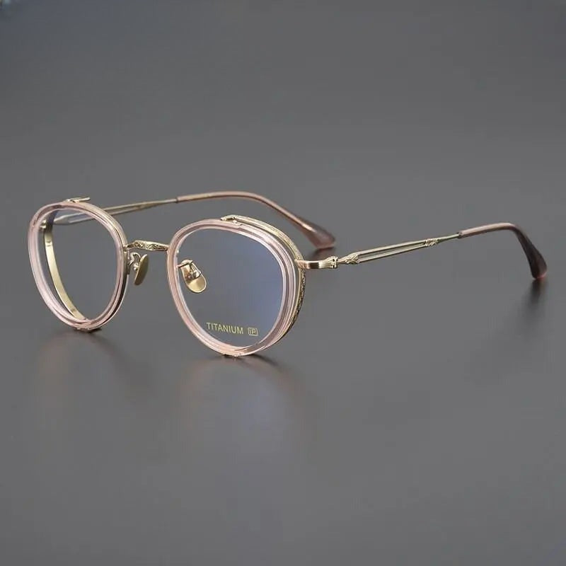 Unisex Round Full Rim Titanium Prescription Glasses Gxyj1050 — view 6 | Rx Spectacle