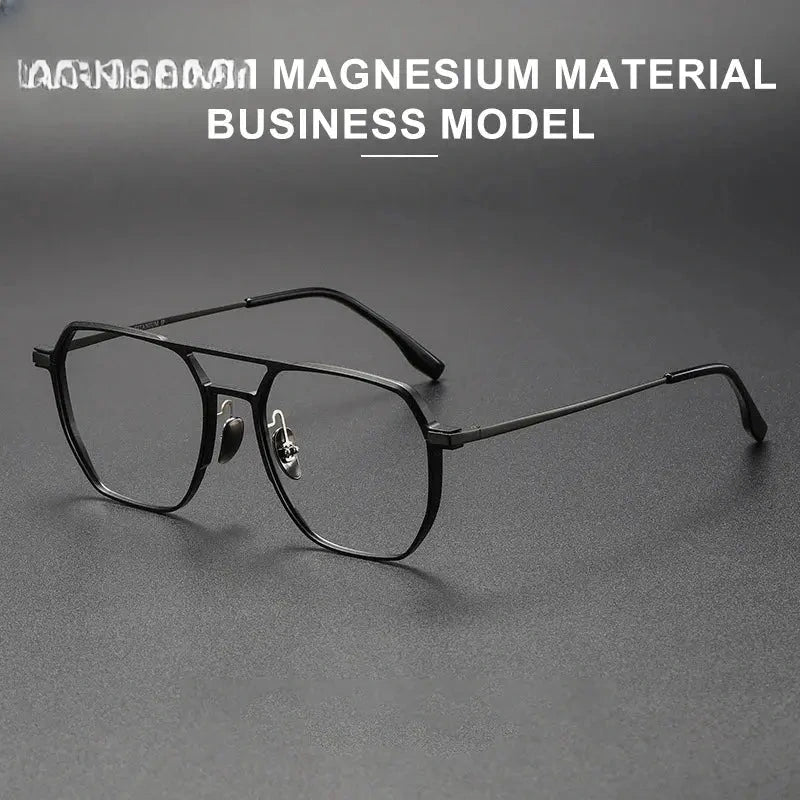 Unisex Square Full Rim Titanium Double Bridge Prescription Glasses V2239 — view 3 | Rx Spectacle