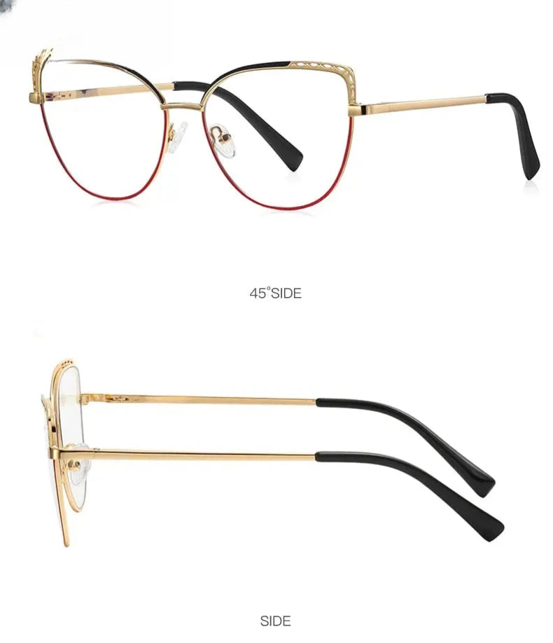 Women's Cat Eye Full Rim Alloy Reading Glasses Pfd3112 — view 12 | Rx Spectacle