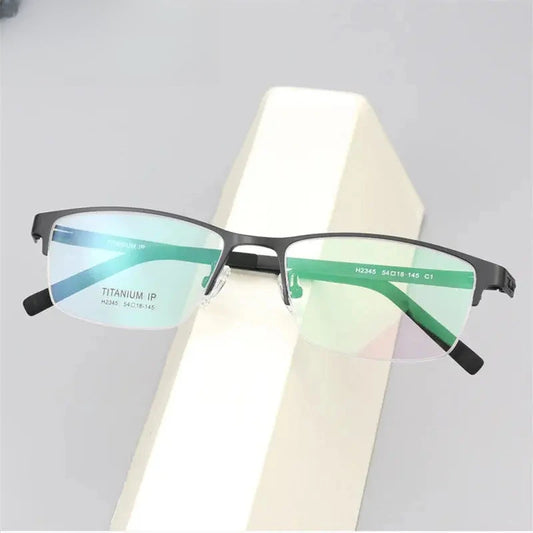 Unisex Square Semi-Rimless Titanium Screwless Prescription Glasses 23459 — view 1 | Rx Spectacle