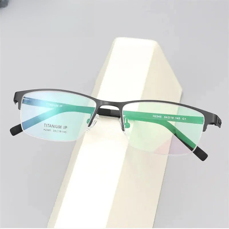Men's Square Semi-Rimless Titanium Screwless Prescription Glasses 772345 — view 1 | Rx Spectacle
